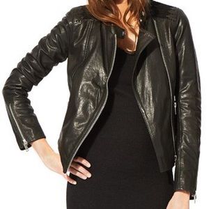 MAJE Buttery Soft Thick Black Leather Jacket